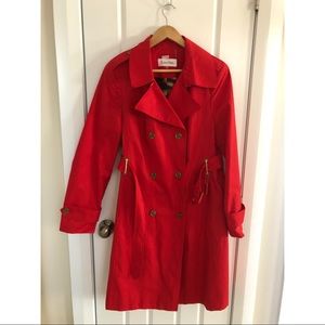 Red Calvin Klein Trench Coat